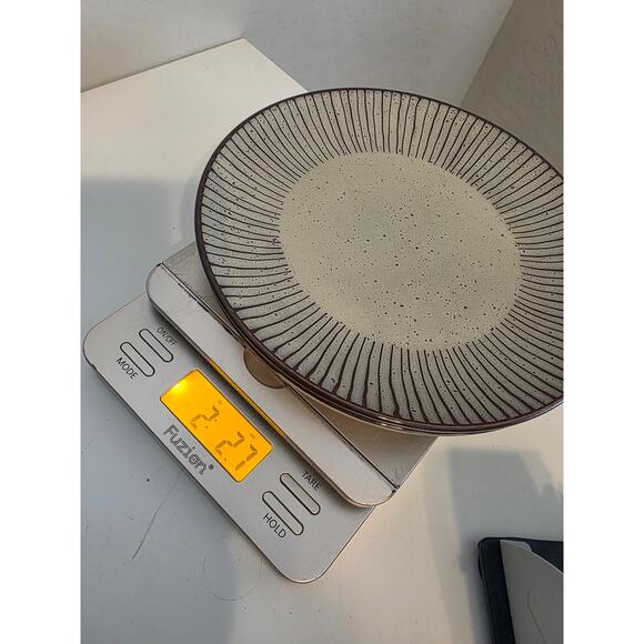 OVER AND BACK Cream Brown Swirl Back to Origins 8.25" Salad Plates Set of 2 - Picture 6 of 6